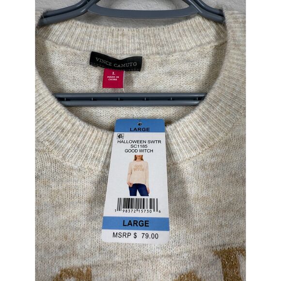NWT Vince Camuto Womens Cream "Good Witch" Sweater Sz L Wicked Wizard of Oz - Picture 5 of 9
